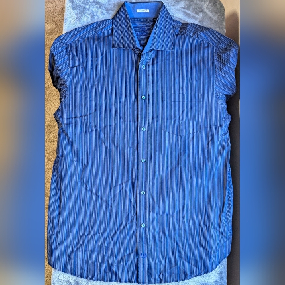 Bugatchi Uomo Shirt Men's XL Classic Shaped Fit Long Sleeve Flip Cuff Pattern